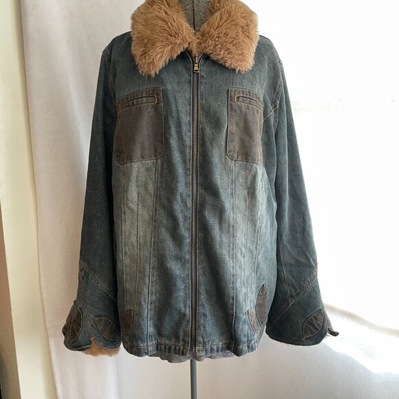 Vintage Faded Glory Penny Lane inspired jean jacket w/apliqué & removable lining - Picture 2 of 15